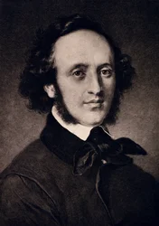 Porträt von Felix Mendelssohn (1809-47) graviert von F. Bruckmann